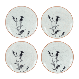 Ceramic Thistle Plates Set Of 4 - 8" Diameter