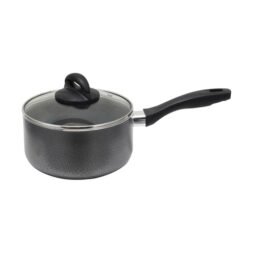 Oster Clairborne 2.5 Quart Aluminum Sauce Pan with Lid in Charcoal