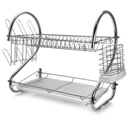 MegaChef 16 Inch Two Shelf Dish Rack with Easily Removable Draining