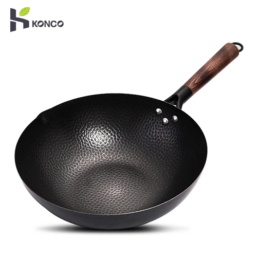 Konco Iron wok Cast iron pan Non-coated Pot General use for Gas and