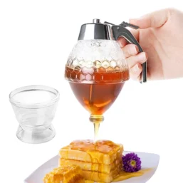 Storage Pot Stand Holder Bee Drip Dispenser Kettle Honey Jar Container