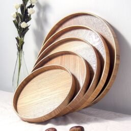 Round Kitchen Trays | Food Storage Tray | Kitchen Wood Tray - Style