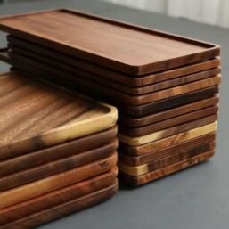 Natural Wooden Tray Rectangular Plate Fruit Snacks Food Storage Trays