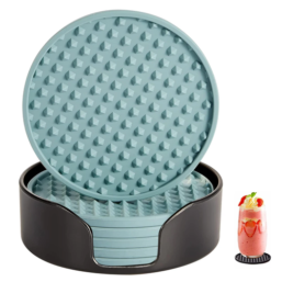 6/7 Pcs Silicone Drink Coasters with Holder Heat Resistant Cup Dish
