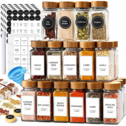 13Pcs Glass Spice Jars with Bamboo Lids 4oz Glass Jars Spice Jar Set