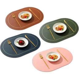 Table Leather Placemats Set of 1/4/6pcs,Washable for
