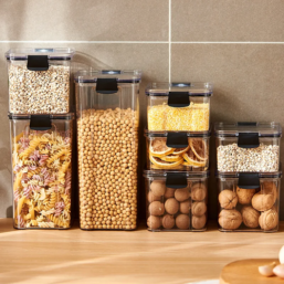 5Pcs Sealed Jars Kitchen Grain Storage Organizer Large Tank Plastic