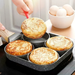 1pc medical stone four-hole omelette pot household non-stick