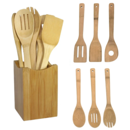 6 Pieces Bamboo Spoon Spatula Kitchen Utensil Wooden Cooking Tool