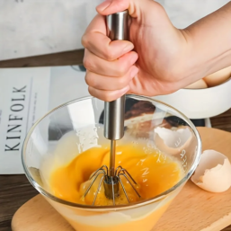 Stainless Steel Egg Beater Durable Semi-Automatic Mixer for Effortless