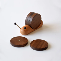 1 Set Wood Cup Mat Placemats for Table Snail Shaped Heat Insulation