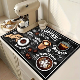 1pc creative pattern printed coffee machine mat kitchen counter quick
