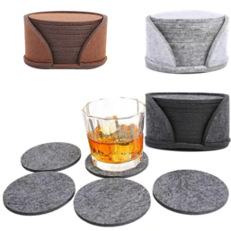 10pcs Round Felt Coaster Dining Table Protector Pad Heat Resistant Cup