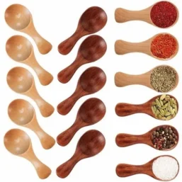 1-10PCS Mini Natural Wooden Spoons Scoop Tea Honey Coffee Condiment