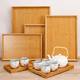 Bamboo Wooden Rectangular Serving Tray Tea Cup Trays Tableware Food