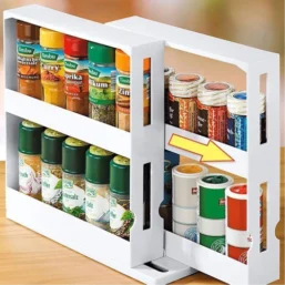 2 Layer Storage Kitchen Rotating Organize Spices Jar Bottle Storage