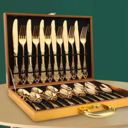 Golden Stainless Steel Cutlery Set Royal European Spoon Fork Complete