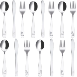 9/15Pcs Kids Silverware Set 410 Stainless Steel Kids Fork Spoon and