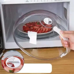 Microwave Food Splash Proof Cover Plate Transparent Cover with Handle